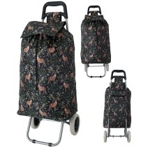 MS-001 BLACK DEER PATTERN BOX TWO WHEEL SHOPPING TROLLEY