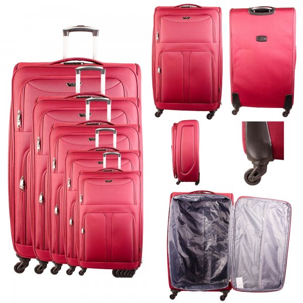 HD-223 RED TRAVEL TROLLEY SET OF 5