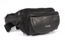 1964 BLACK 6 ZIP NAPPA BUM BAG FRONT FLAP