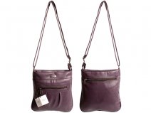 5870 PLUM Top Zip X-Body PU Bag with Frnt & Back Zip