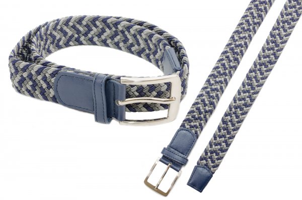 2796 NAVY GREY UNISEX STRETCHY WOVEN CASUAL BELT M/L (32"-36")