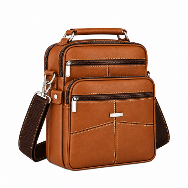 3726 TAN LARGE UNISEX/GENTS TRAVEL MULTI PKT BAG