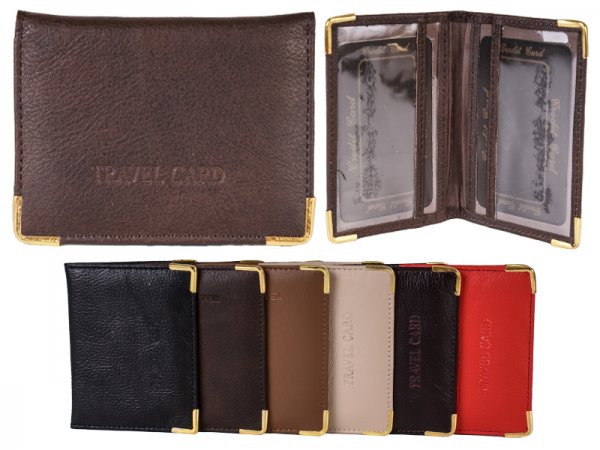3714 D.Brown Cow Hide Travel Card Holder