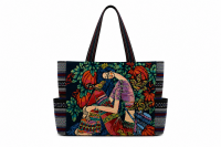 LL-120 A FLORAL GIRL PRINT CANVAS SHOPPING BAG LL-120 A FLORAL GIRL PRINT CANVAS SHOPPING BAG
