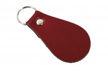 RED LEATHER OVAL KEY RING
