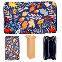 LW220 NAVY BOX OF 12 AUTUMN LEAF MEDIUM PURSES W/COIN SECTION