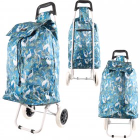 MS-001 BLACK TWO WHEEL SHOPPING CART SWAN PATTERN