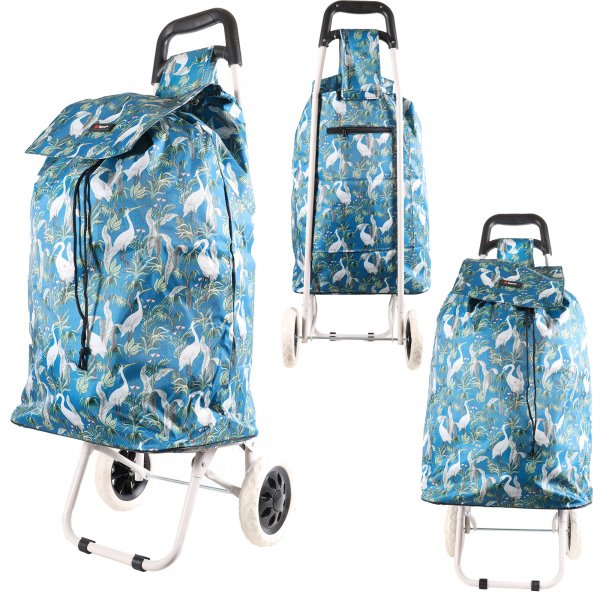 MS-001 BLACK TWO WHEEL SHOPPING CART SWAN PATTERN