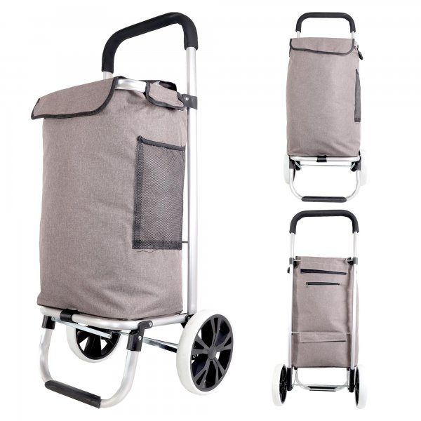 6955 TAUPE 2 WHEEL SHOPPING TROLLEY