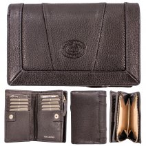 0589 BLACK PEBBLE LEATHER MEDIUM TOP ZIP ROUND PURSE WALLET