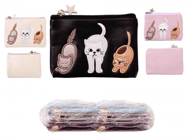 CP04 CAT APPLIQUE MINI PURSE PACK OF 12