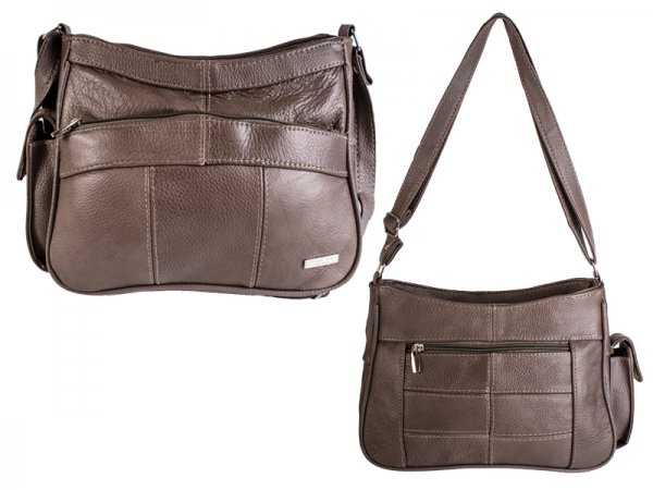 3743 Taupe - Cow Hide Bag Twin Top + 2 Zips