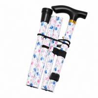 2879 White With Blue Flowers Value Folding Walking Stick Plain 2879 White With Blue Flowers Value Folding Walking Stick Plain
