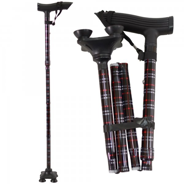 2889 BLACK ALUMINIUM ADJUSTABLE FOLDING WALKING STICK