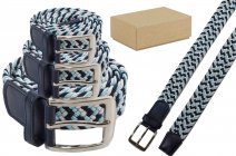 2796 NVY/BLU MULTI BOX OF 12 UNISEX STRETCHY BELT (S/M M/L L/XL)