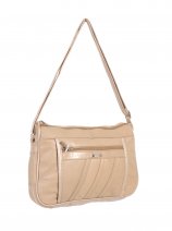 1968 LIGHT BEIGE S.Nappa Dble Top Zip Bag, Bck, Frnt Zips