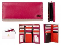 16-107 MAROON MULTI RFID GENUINE LEATHER 27 CARDS SLOT PURSE