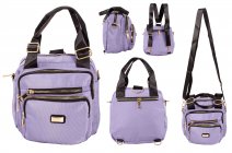 2435 LILAC POLYESTER MULTI ZIP MULTI-PURPOSE BAG AND BACKPACK