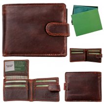 NCBO-4088 BROWN RFID LEATHER WALLET W/NOTE & CREDIT CARD SECTION