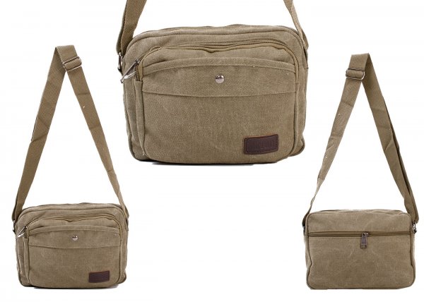 LL-23 GREEN SHOULDER BAG WITH 5 ZIP COMPARTMENTS