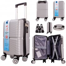 T-HC-US-11 SILVER 15.7'' UNDER-SEAT CABIN-SIZE TROLLEY SUITCASE