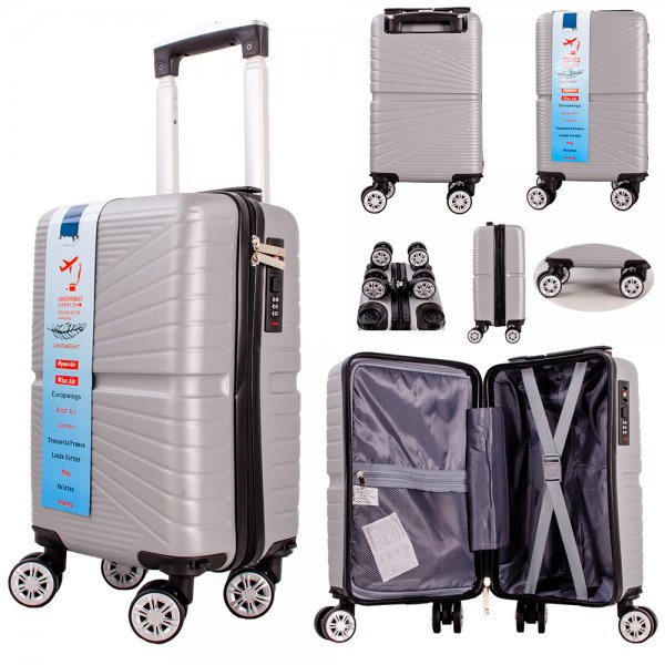 T-HC-US-11 SILVER 15.7'' UNDER-SEAT CABIN-SIZE TROLLEY SUITCASE