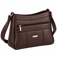 5881 Brown Leather Grn PU Twin Top Zip Bag (New) 5881 Brown Leather Grn PU Twin Top Zip Bag (New)