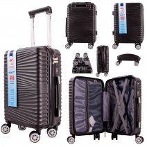 T-HC-US-16 BLACK CABIN-SIZE TRAVEL TROLLEY SUITCASE