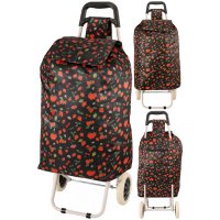 MS-001 STRAWBERRY PATTERN BLACK TWO WHEEL SHOPPING CART MS-001 STRAWBERRY PATTERN BLACK TWO WHEEL SHOPPING CART
