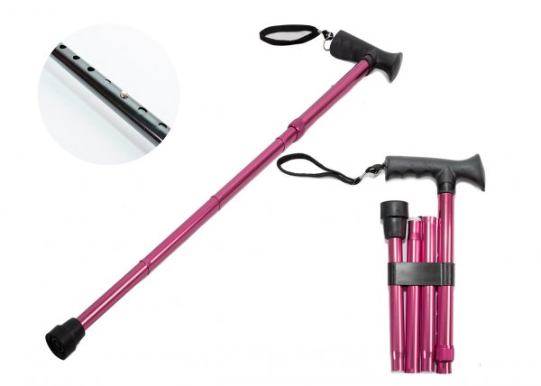 2886 Foldable Walking Stick With a Soft Grip Handle MAGENTA
