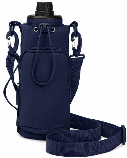 2301 Navy Crinkle Nylon Practical Bottle Bag