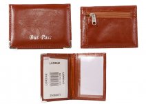 1510 BROWN SHINY LTHR GRN PU BUSS PASS HOLDER WITH ZIP