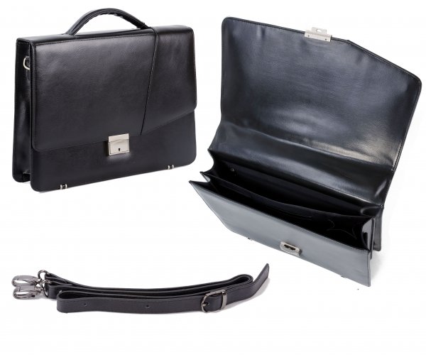 EX-75 BLACK LEATHER PLANET BRIEFCASE -B019