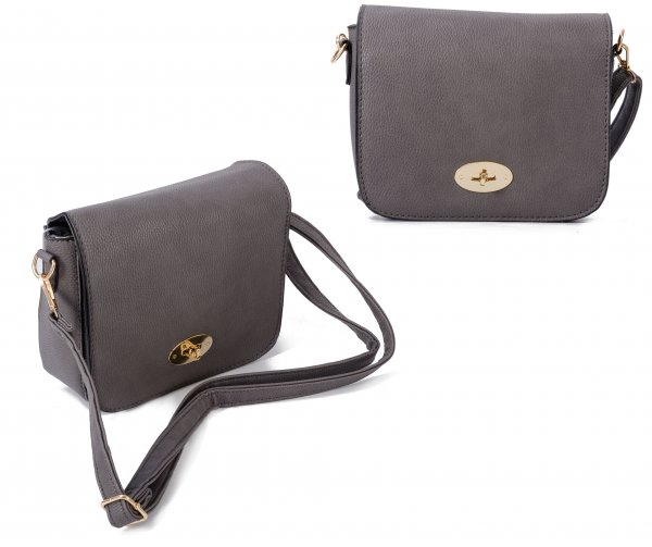 JBFB241 GREY CROSS BODY PU BAG WITH FLAP