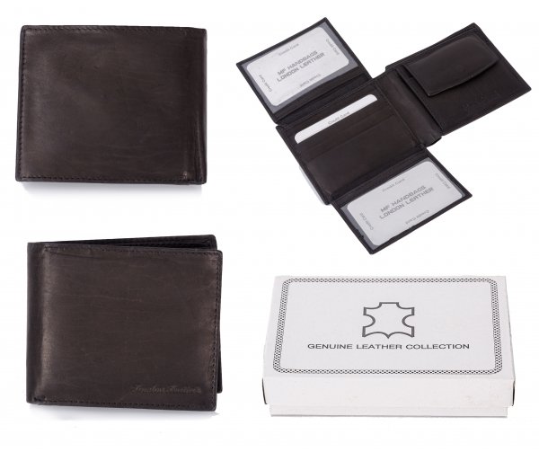 1011 RFID BLACK LONDON LEATHER WALLET W/ 2 CC FLAPS