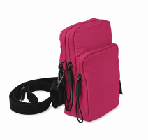 2308 Dark Pink Compact Twin Top Zip X-Body Phone Crinkled Nylon