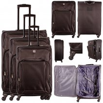 YP777 BLACK SET OF 3 TRAVEL TROLLEY SUITCASES