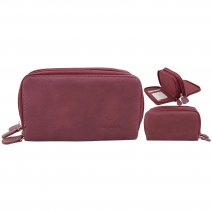 JBPS119 RED TRI SECTION PU PURSE