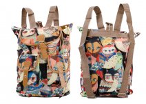 2610 BOHO LARGE OWL PRINT CANVAS WITH 2 FRONT POCKETS