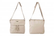 JBFB310 GREY PU HANDBAG 3 ZIPS CAMEL