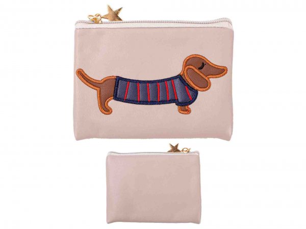 CP05 CREAM DOG APPLIQUE MINI PURSE