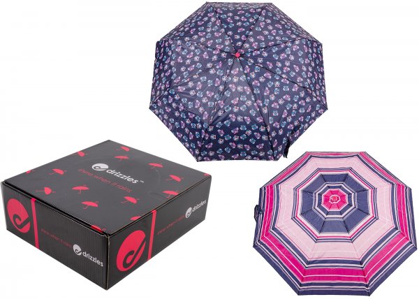 UU0364 STRIPE/OWL PRINT SUPERMINI UMBRELLA BOX OF 12
