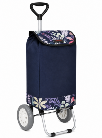 6958/S Navy Floral 2 Wheel Shopping Trolley