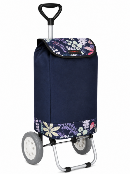 6958/S Navy Floral 2 Wheel Shopping Trolley