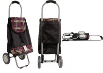 6958/S BLK CHECK 2 WHEEL SHOPPING TROLLEY