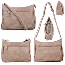 JBHB2547 GREY MULTI ZIP PU SHOULDER BAG