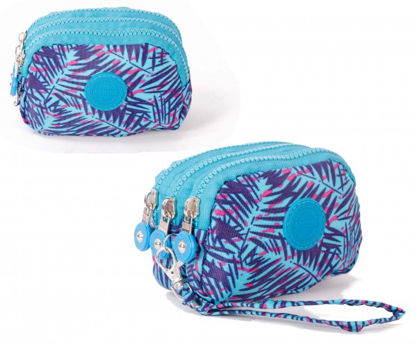 2507 PALMS MEDIUM TRIPLE ZIP ROUND PURSE WITH DETACHABLE STRAP