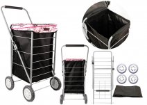 6963/S BLACK WITH CHERRY BLOSSOM FOUR WHEEL TROLLEY