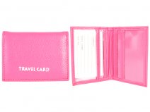 1500 Grained PU Travel Card Holder HOT PINK