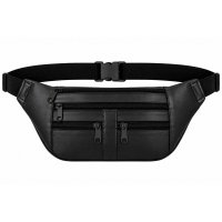 BB-05 Black Leather Bum Bag/Waist Bag W/5 Zips (New) BB-05 Black Leather Bum Bag/Waist Bag W/5 Zips (New)